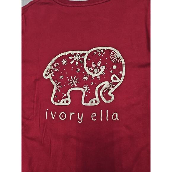 Ivory Ella Shirt Womens Medium Snowflake Elephant Long Sleeve Pocket Tee - Picture 4 of 7